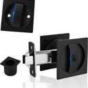 Pocket Door Hardware Matte Black Pocket Door Lock with Keys Contemporary Flush Pocket Door Latch and Edge Pull for Bed/Bath/Kitchen/Barn Door (2-3/8" Backset, for 1 3/8" to 2 3/16" Thickness Door) (Square60)