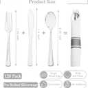 Supernal 120pack Silver Plastic Silverware,Rolled Plastic Silverware,Pre Rolled Napkins with Cutlery Set,Wrapped Disposable Cutlery Set with Napkin Perfect for Mother's Day, Birthday, Wedding,Catering