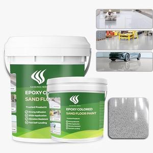 SHENGWEI Epoxy Colored Sand Floor Paint, Marble Gray, 3 Gallon | Covers 110 Sq Ft, Self-Leveling Decorative Concrete Floor Paint, for Home, Factory, Garage, Patio and Yard