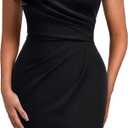 AISIZE Women's Classic Keyhole Neck Wrap Cocktail Party Sheath Dress (Black)
