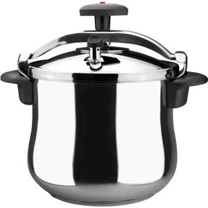 Magefesa Star Belly Pressure Cooker 10.6 Qt, 18/10 Stainless Steel, Induction Compatible, Works on All Stovetops, 3 Safety Systems, 8 PSI