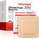 FRESINIDER Silicone Foam Dressing 4" x 4", 30 Pack Soft Silicone Wound Dressing Pads for Bed Sores & Pressure Ulcers, Post-Surgery Care, Absorbent, Breathable & Gentle on Skin