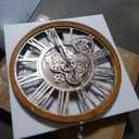 The B-Style Large Real Moving Gears Wall Clock 30 inch Rustic Retro Industrial Farmhouse Wood Clock Oversized Decorative Vintage Wall Clocks for Living Room (Drak Brown and Bronze)