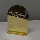 Gold Mirror Acrylic Guest Book Sign for Reception, 6x8 Inch Gold Mirror Acrylic Arch Table Sign for Wedding, Party, Event