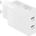 European Dual USB Type C Fast Charger Europe Travel Adapter Block for Apple iPhone 17 16 15 14 13 12 Pro Max SE iPad Samsung Pixel Moto EU Euro International Wall Plug France Spain Israel 40W PD PPS