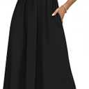 Naggoo Women's Sleeveless Dress Summer Casual Flowy Sundress Knit Tank Top Racerback Midi Dresses Pockets (Medium, Black)