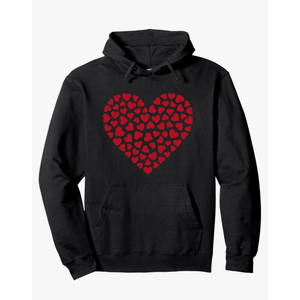 Love Hoodie Women Men Red Heart Valentine's Day Graphic Pullover Hoodie L