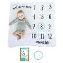 Kate & Milo Baby Milestone Blanket with Monthly Markers, Muslin Cotton Infant Photo Prop Blanket for Newborn Photos and First Year Milestones