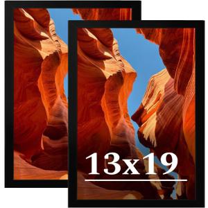 13x19 Picture Frame Set of 2, 13 x 19 Black Picture Frame with HD Plexiglas, 13 by 19 Poster Frame, Display Frame for Vertical or Horizontal, Presenting Spatial Aesthetics-Form & Light Series