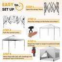 GDY 10x10 Pop Up Canopy Tent with 4 Sidewalls, Easy Set up with One Push Lift Outdoor Silver Coated Beach Gazebos, Carpas with 4 Sandbags, for Events, Parties, Camping, White.
