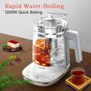Hot Electric Kettle with Tea Infuser and Temperature Control, 1.5L Stainless Steel Tea Maker & 1200W Rapid Boiling, Programmable Control for Coffee and More, White
