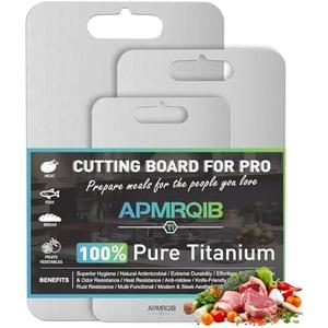APMRQIB Titanium Cutting Boards for Kitchen,100% Pure Titanium Cutting Board Set of 3, Double Sided Non Toxic Cutting Board, Hygiene Durable Dishwash