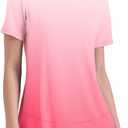 Kistore Workout Tops for Women Short Sleeve Boat Neck Loose Fit Gym T-Shirt Athletic Casual Tee Shirts (Pink, XL)