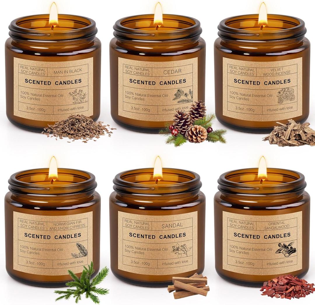 6 Pack Scented Candles Set | Candles for Home Scented, Candles Gifts Set for Women Men, Long Lasting Soy Wax Candle, Aromatherapy Candles Gift for Birthday Thanksgiving Christmas Day