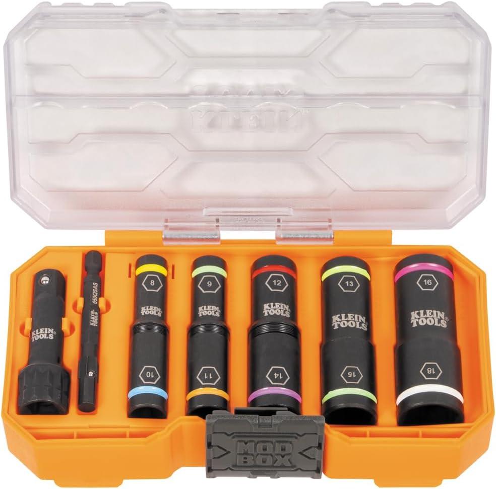 Klein Socket Set Deep Klein Tools 65619 KNECT Flip-10 Metric Impact Socket Set, Deep Depth, 5 ...