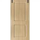 37 in. x 80 in. 2 Panel Hollow Core Oak Finished PVC Composite Interior Sliding Barn Door with Hardware Kit