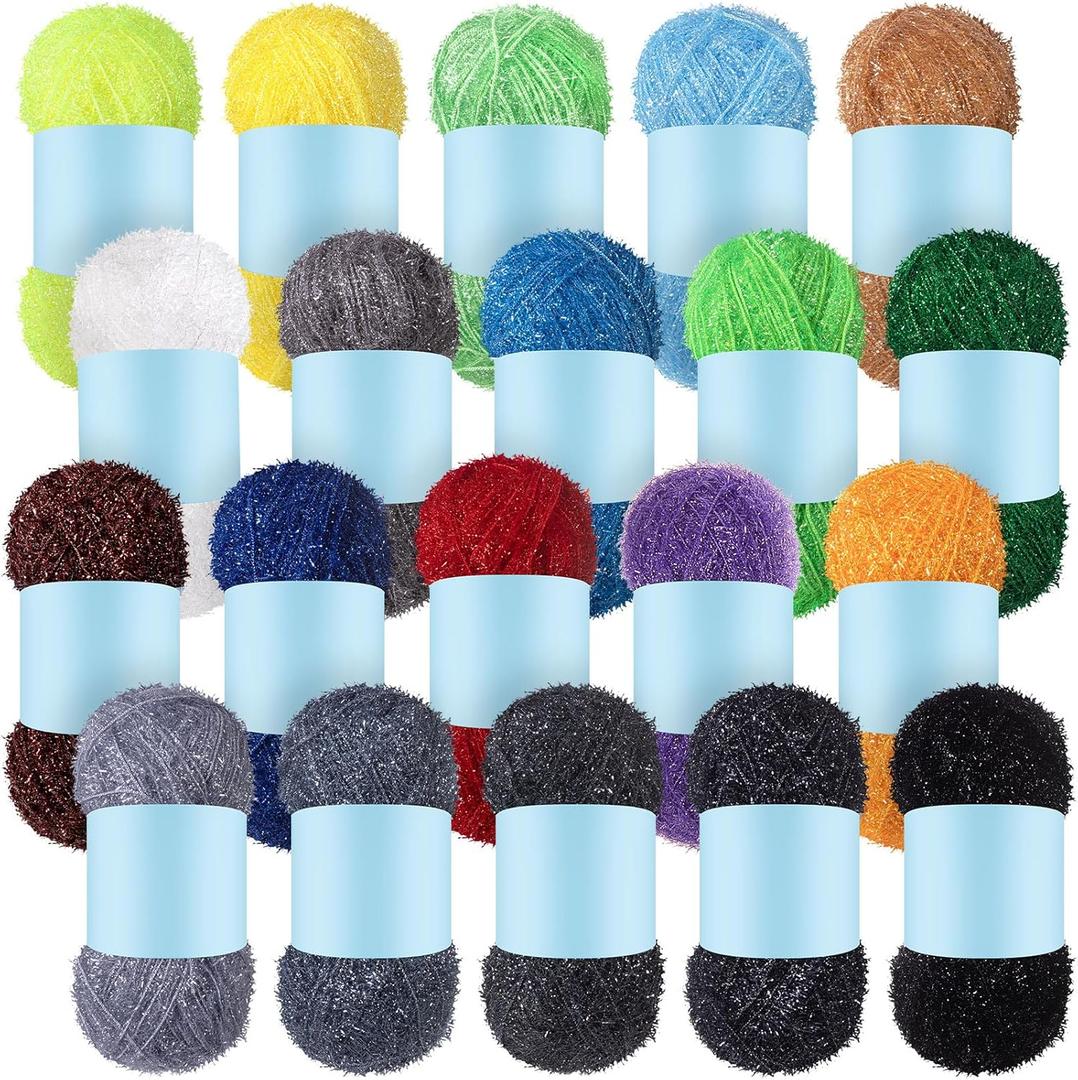 Amylove 20 Skeins Scrubby Yarn for Dishcloths Assorted Colors for Crocheting Polyester Scrubby Assortment Pastel Yarn for Knitting Dishwashing Dishcloths Craft Project (Dark Color)