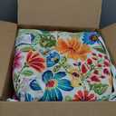 Pillow Perfect Bright Floral Indoor/Outdoor Chairpad with Ties Reversible, Tufted, Weather, and Fade Resistant, 15.5" x 16", Blue/Purple Gregoire 2 Count