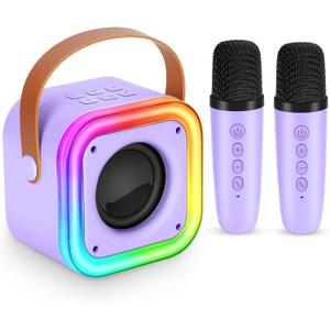 Mini Karaoke Machine for Kids, Girl Toys Gifts, Kids Karaoke Wireless Microphone for 4,5,6,7,8,9,10,11,12 Years Old Boys and Girls Christmas Party Gifts Toys (Purple)