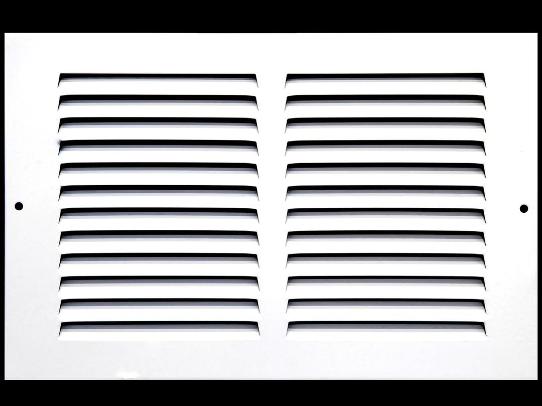 HVAC Premium 12'' x 6'' [Duct Opening] Flat Stamped Steel Return Air Grille - Sidewall and Ceiling - HVAC Vent Duct Cover - White [Outer Dimensions: 13.75''w X 7.75''h]