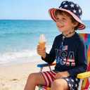 Baby Boys Swimsuit, 3-Piece Toddlers Swimsuit Trunk Long Sleeve Rashguard Swimwear and Sun Hat Set (Blue)