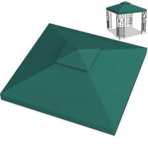 Ganggend 10x10ft Canopy Replacement Top, Double Tiered Pop up Gazebo Covers Replacement with 12 Velcros, Waterproof UV Protective Nylon, Outdoor Shelter for Grill, Patio, Event, Trade Show (Green)
