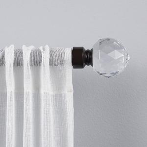 EXCLUSIVE HOME Crystal Ball 1" Curtain Rod and Coordinating Finial Set, Matte Bronze, Adjustable 66"-120"