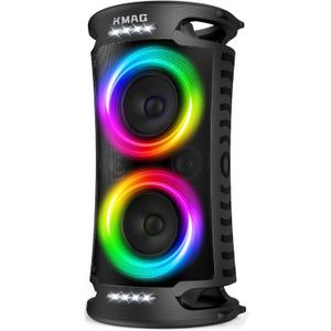 Large Bluetooth Speaker, 260W Peak Powerful Loud Sound with Deep Bass, Portable Outdoor Speaker Wireless, 15Hr Playtime, Fast Charge, TWS, Cool Lights for Party, Camping, Beach, Backyard, Home, Work (Black)
