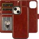 Bocasal Detachable Wallet Case for iPhone 15 RFID Blocking Card Slots Holder Premium PU Leather Magnetic Kickstand Shockproof Wrist Strap Removable Flip Protective Cover 5G 6.1 inch (Brown)