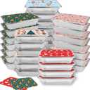 36 Pcs Christmas Foil Containers with Lid Covers, Winter Christmas Theme Disposable Aluminum Foil, Christmas Cookie Jars Baking Pan Cake Pan Food Foil Pans, Xmas Party Leftovers Food Storage Tin Pans