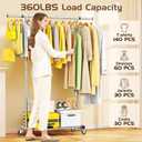 Clothes Rack for Hanging Clothes, Sturdy Stainless Steel Clothing Rack, Portable Garment Rack with Extendable Hanging Rod, Adjustable Rolling Coat Rack with Anti-Slip Wheels for Home Conmercial Store