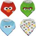 Copper Pearl Baby Bandana Bibs - 4 Pack Soft Cotton Bibs for Drooling & Teething, Absorbent, Adjustable Fit, Many Styles (Elmo)