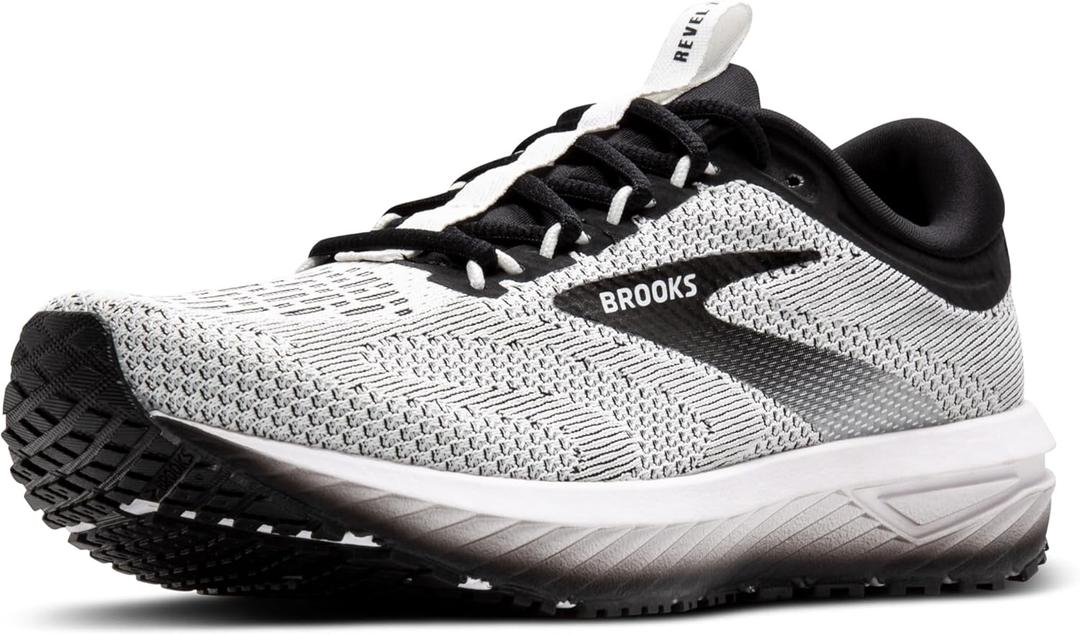 Brooks Mens Revel 7 Neutral Running Shoe (10, White/Black)