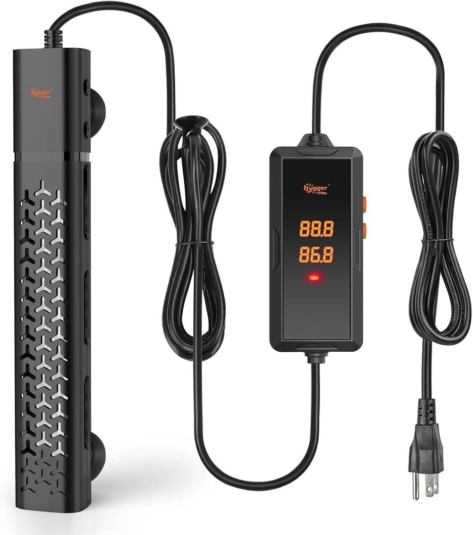 hygger 500w Aquarium Heater, Submersible Fish Tank Heater with Digital LED Controller and Intelligent Leaving Water Automatically Stop Heating System,for 75-130 Gallon Tanks
