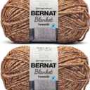 Bernat Blanket Tweeds Sandy Tweed Yarn - 2 Pack of 10.5oz/300g - Polyester - #6 Super Bulky - 220 Yards - Knitting & Crochet