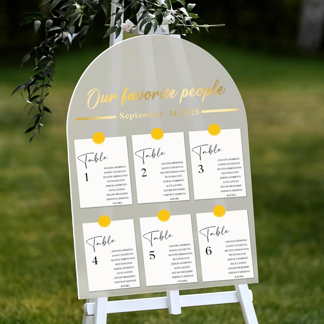 Colingmill Wedding Seating Chart Board Display for Wedding Reception 24 x 18 Inch Arch Frosted Wedding Seating Chart Board Personalized Stickers with Customizable Dates for Wedding Decor Ideas