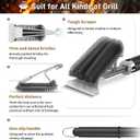 TNTOR Grill Brush with Scraper, 18" Adjustable Handle BBQ Grill Brush for Outdoor Grill, Extra Strong Grill Cleaner Accessories for Grill/Smoker/Gas/Charcoal Grill Cleaning-Grill Gifts for Men/Dad