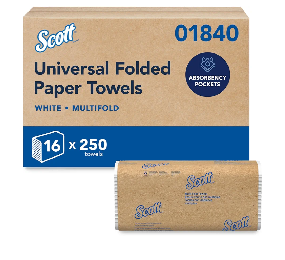 Scott Professional Universal Multifold Paper Towels, Bulk (01840), Absorbency Pockets, White, 9.2"x9.4" Towel, Compressed, Compact (250 Sheets/Pack, 16 Packs/Case, 4,000 Sheet Total)