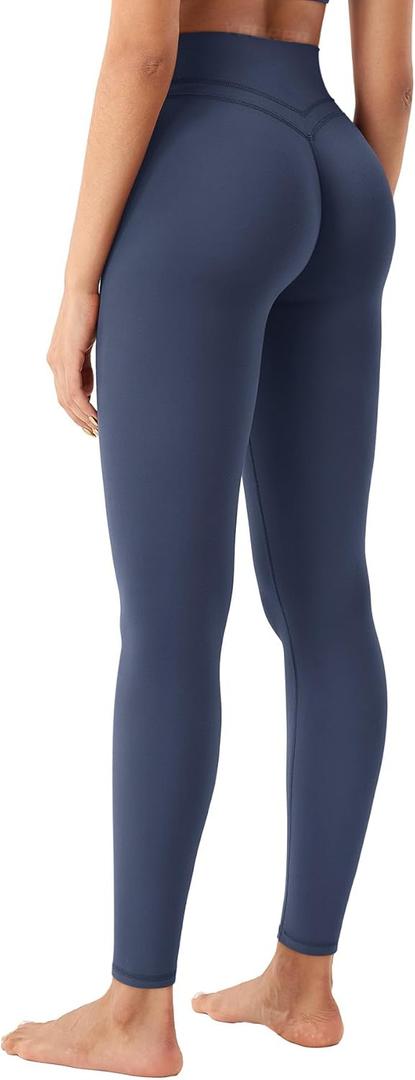 YEOREO Women's Workout Gym Leggings Julissa Hidden Scrunch Butt Sculpting Compression Mid Rise V Back Yoga Leggings 26" S