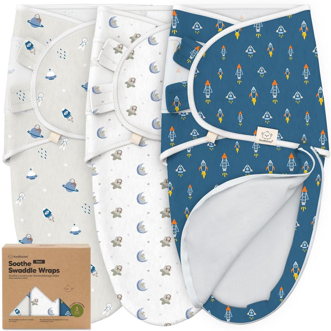 Baby Swaddle Sleep Sacks with Zipper - 3-Pack Swaddles for Newborns 0-3 Months, Infant, Baby Girls, Boys, Soft & Durable Newborn Sleep Sack, Easy Diaper Change Swaddling Blanket (Cosmo, OS)
