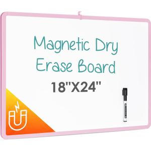 Mr. Pen- Dry Erase Board, 18 x 24 with a Black Marker, Pink Frame, Dry Erase Board for Wall, Magnetic Whiteboard for Wall, Dry Erase Boards, Whiteboards, Magnetic White Board