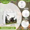 Reallnaive 24 Pcs Dinosaur Goodie Bags Plastic Clear Gift Tote Bags with Handles Dinosaur Themed Party Favor Goodie Holder PVC Handbags for Party Supplies Birthday Treat, 5.9 x 6.3 x 2.7'' (Authentic)