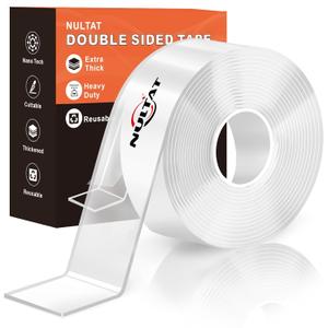 Strong Double Sided Tape Heavy Duty Double Sided Tape for Walls, 1.18" x 120" Clear & Tough Nano Tape Double Sided Mounting Tape, Removable Wall Tape for Hanging Picture, Poster, Carpet (10FT)