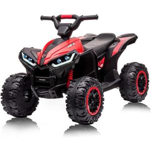 GarveeLife 12V Kids Ride On ATV, 4 Wheeler Electric Vehicle for Kids 3-8 Toddler Battery Powered Toy Car for Boys Girls with Remote Control, LED Lights, Soft Start, Treaded Tires, Music, Red