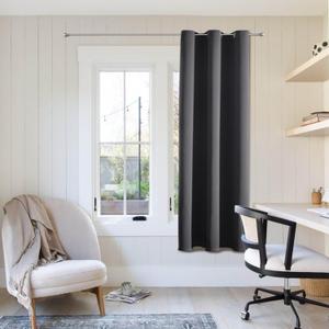 ChrisDowa Small Window Curtains 50 inches Long for Bedroom - Grommet Short Thermal Insulated Room Darkening Curtains for Kitchen (1 Panel, Dark Grey, 29 x 50 Inch)