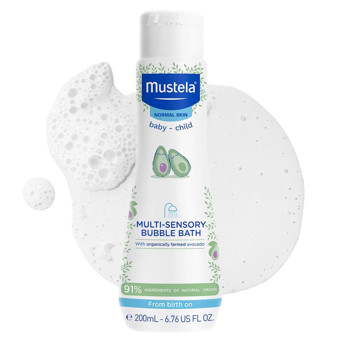 Mustela Baby Multi-Sensory Bubble Bath with Natural Avocado Biodegradable Formula - 6.76 oz. 