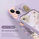 for iPhone 15 Plus Case, Side Flowers Pattern Design Slim Soft Protector Phone Cover for iPhone 15 Plus, Morandi Purple