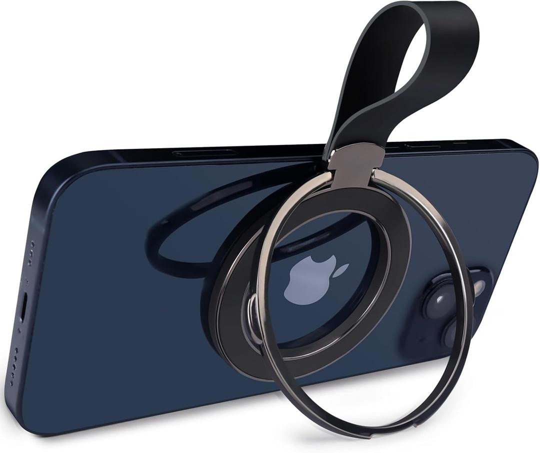 Valentine's Day Gift for Him Magnetic Phone Grip Holder for MagSafe Phone Ring Grip Stand,Universal Magnetic Phone Ring Holder Compatible with MagSafe Accessories for iPhone 17 Pro Max Black