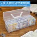 Trading Card Storage Box with 9 Individual Card Cases, Large Capacity Card Game Organizer for Top Loaders, MTG, Pokemon, Board Game & Playing Cards, Clear Plastic Card Storage Case with Insert Boxes