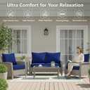 24x24 Inch Outdoor Chair Cushions Set of 4, Patio Furniture Cushions - Removable Cover, Water-Repellent, Fade-Resistant, Non-Slip Bottom & Straps, Replacement for Deep Seat Sofa & Couch - Navy